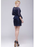 Navy Blue Lace Over Mother Of The Bride Dress 